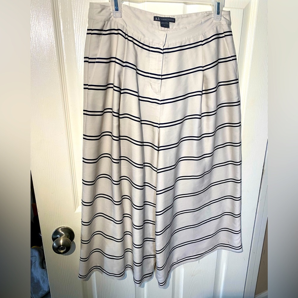 A/X Armani Exchange: Striped Wide Leg Gaucho Pants